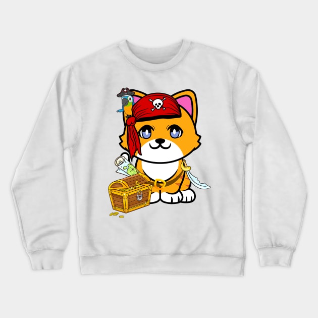 Cute orange cat is a pirate Crewneck Sweatshirt by Pet Station